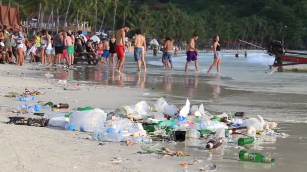 Koh Phangan Thailand February 2018 Consequences Sea Water Pollution Haad — Stock Video