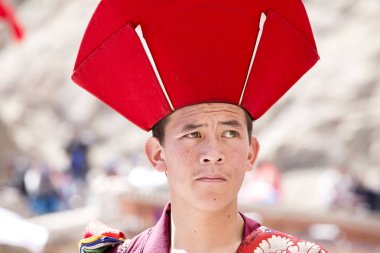 Hemis Festivali Ladakh, Kuzey Hindistan, Tibet Budist rahip