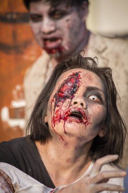 Taylandlı kız Fox Tay yürüyen ölü sezon 5 zombiler, Bangkok, Tayland gibi giyinmiş maraton, yer aldığı
