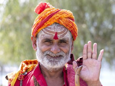 Portre Sadhu Pashupatinath Tapınağı Katmandu, Nepal