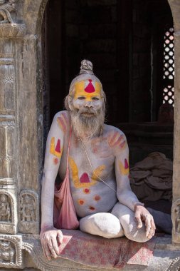 Portre Sadhu Pashupatinath Tapınağı Katmandu, Nepal