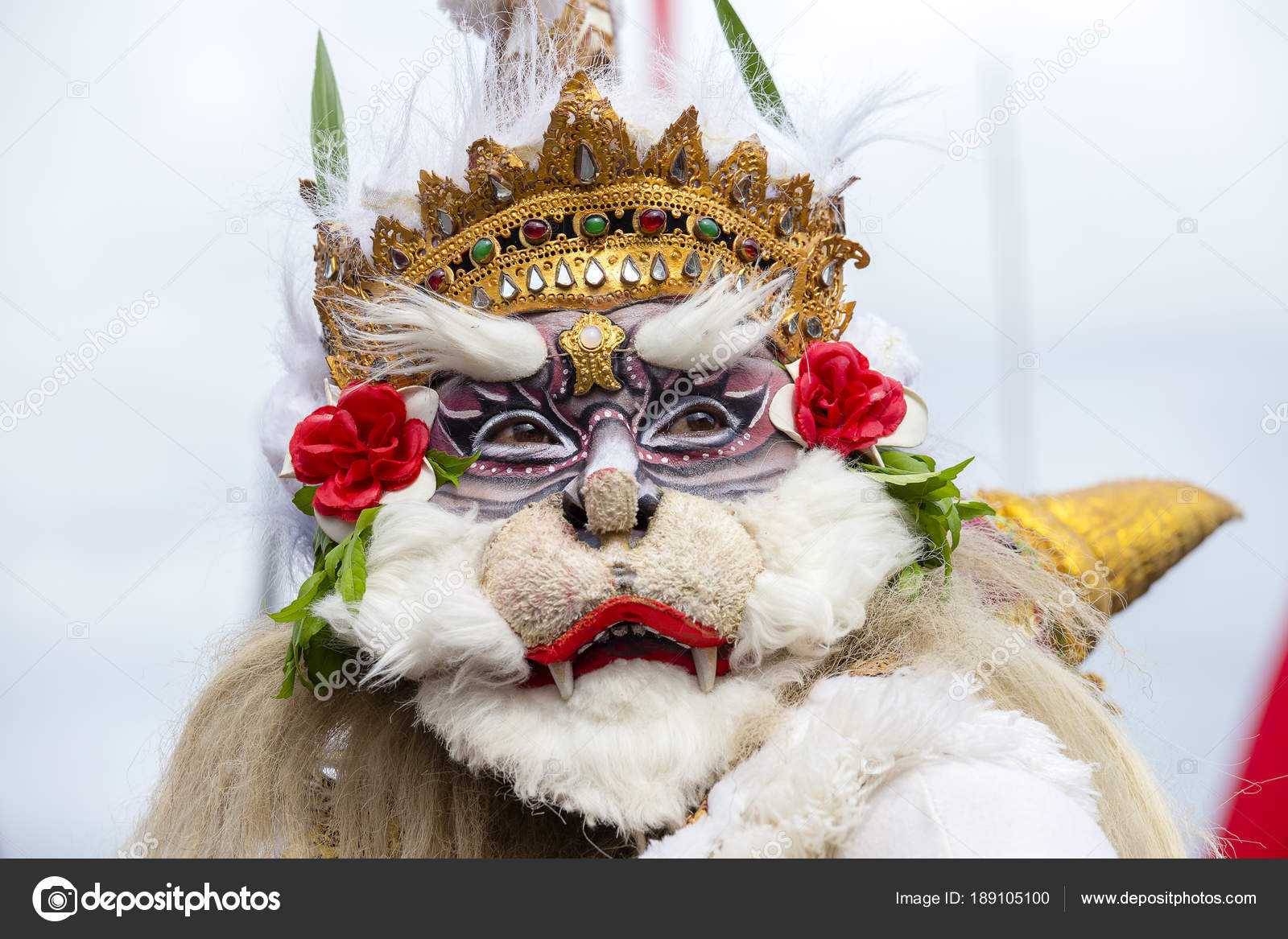 Balinese man dressed in the mask of Hanuman for street Gianyar, island Bali, Indonesia Stock Photo © OlegDoroshenko #189105100