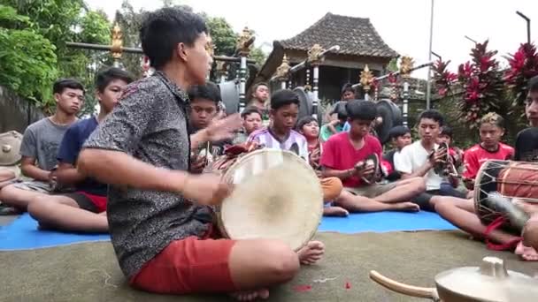 Ubud Bali Indonésia Dezembro 2017 Meninos Meninas Indonésios Tocam Instrumentos — Vídeo de Stock