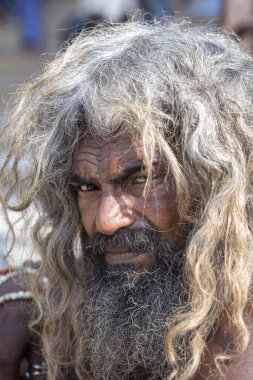 Shaiva sadhu, Varanasi, Hindistan'da kutsal adam portresi