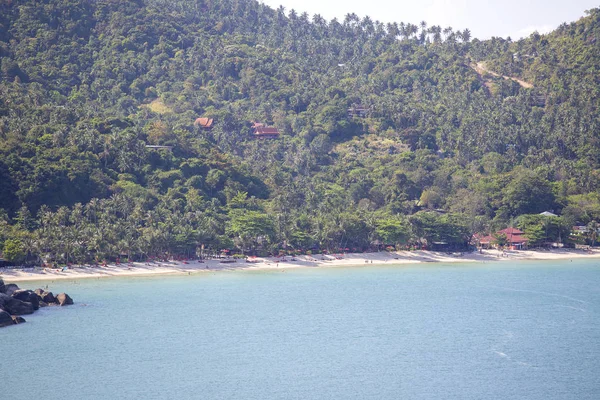열 대 백사장, 코코넛 야자수와 바다 섬 코 팡 안, 태국에서 물 — 스톡 사진