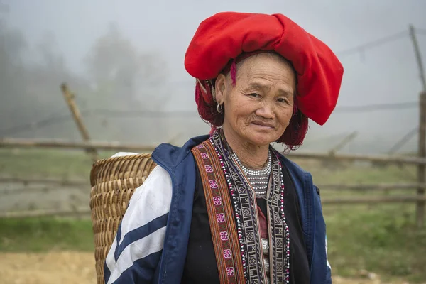 Sapa Vietnam March 2020 Hmong Ethnic Woman Traditional Dress Street — Stock Photo, Image