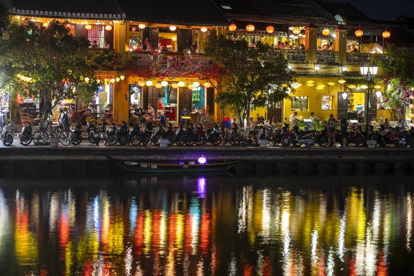 Hoi Vietnam Března 2020 Noční Krajina Pestré Restaurace Hoi Staré — Stock fotografie
