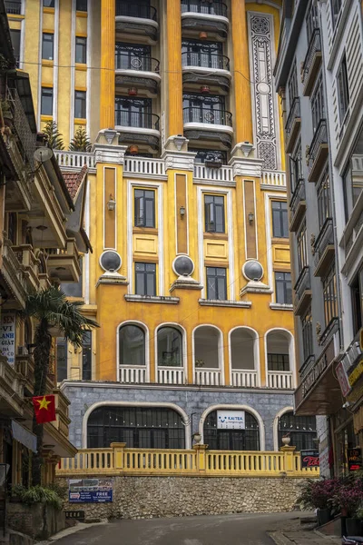 Sapa Vietnã Março 2020 Vista Rua Cidade Café Loja Edifício — Fotografia de Stock