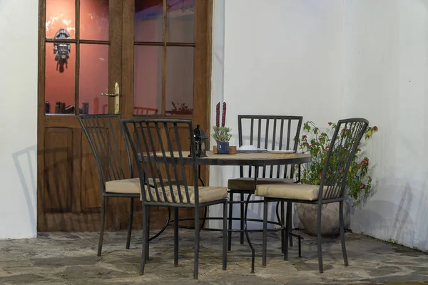 Terraço Restaurante Vazio Com Mesas Cadeiras Tanzânia África Oriental — Fotografia de Stock