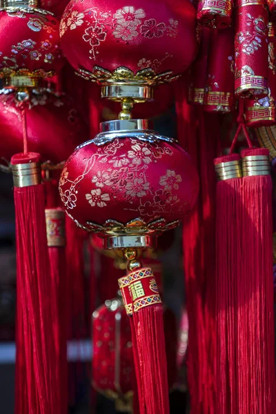 Exhibición Linterna Roja Dorada China Festival Chino Año Nuevo Calle —  Fotos de Stock