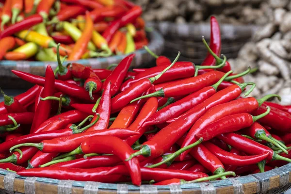 Röd Varm Chili Paprika Till Salu Street Food Marknaden Gamla — Stockfoto
