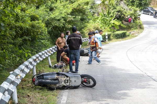 Koh Phangan Thailand Februar 2020 Motorradunfall Auf Der Tropischen Insel — Stockfoto