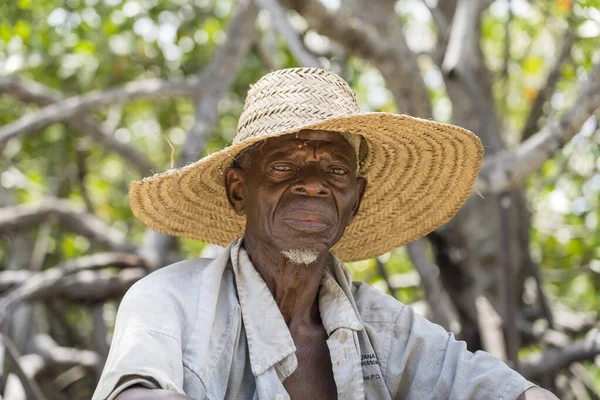 Zanzíbar Tanzania Noviembre 2019 Anciano Africano Desconocido Que Trabaja Carretera —  Fotos de Stock