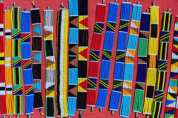 Tribal Masai Pulseras Colores Para Venta Para Los Turistas Mercado — Foto de Stock