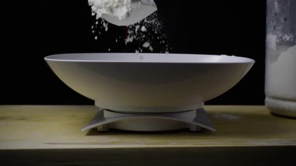 Super slow mo flour on scales — Stock Video