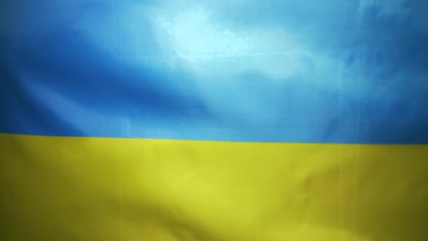 Bandeira ucraniana flutters amarelo-azul, pano. Movimento lento — Vídeo de Stock