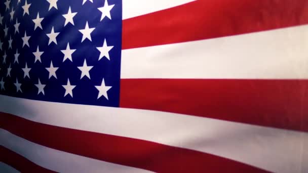 Fabric national flag of the United States of America, slow motion — Stock Video