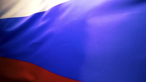 Le drapeau en tissu de la Fédération de Russie flotte. Mouvement lent — Video