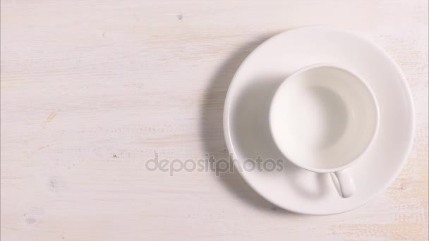 Croissant con una tazza di caffè. Ferma movimento, animazione — Video Stock