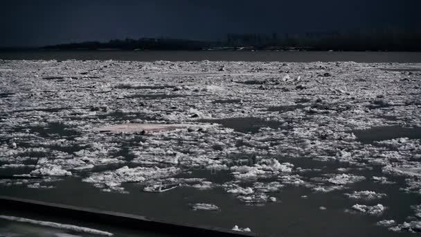 Deriva de gelo no rio na Sibéria — Vídeo de Stock