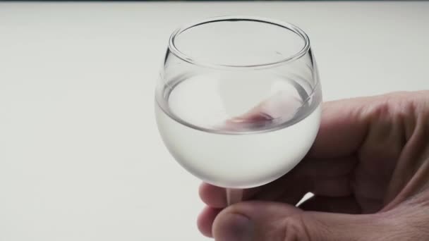 Homem bebe um copo de vodka — Vídeo de Stock