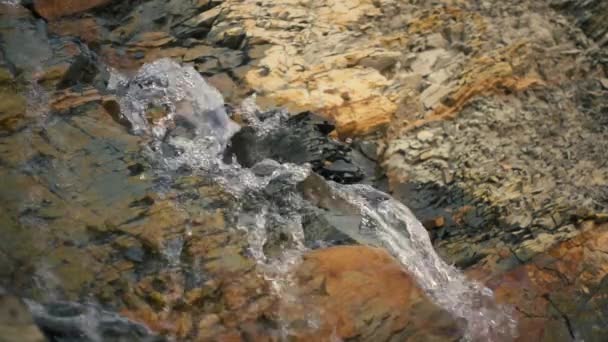 A mountain spring flows down slow mo — Stock Footage A mountain spring flows down slow mo Stock Video