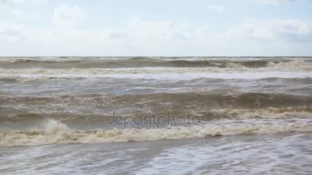 La ola en la orilla y en el mar se retuerce — Vídeos de Stock