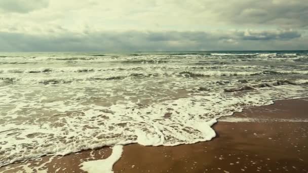 超慢运动泡沫滑过海岸 — 图库视频影像