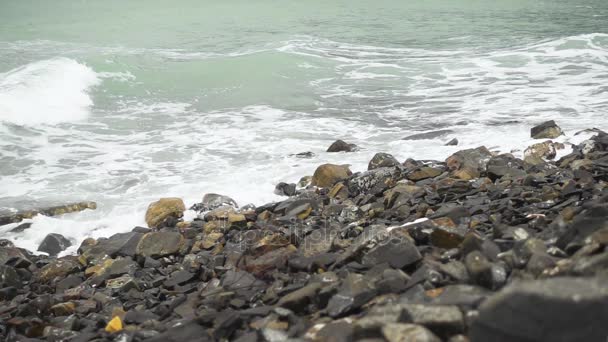 Pomalé mo krásné vlny bokem k pobřeží — Stock video