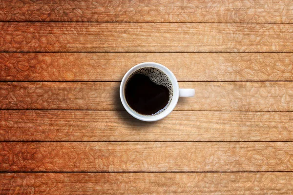 Csésze kávé a fából készült asztal felülnézet — Stock Fotó