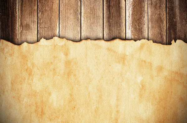 Grunge paper on wooden wall background — Stock Photo, Image