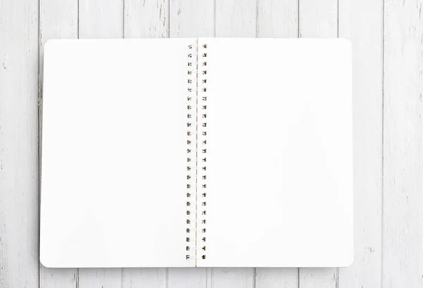 Felülnézet üres papír, ceruza és kávét a fehér fa — Stock Fotó