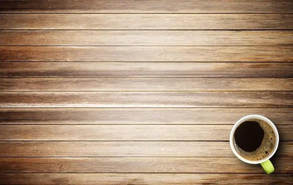 Coffee cup on brown old wood texture and background with copy sp — Stock Photo, Image