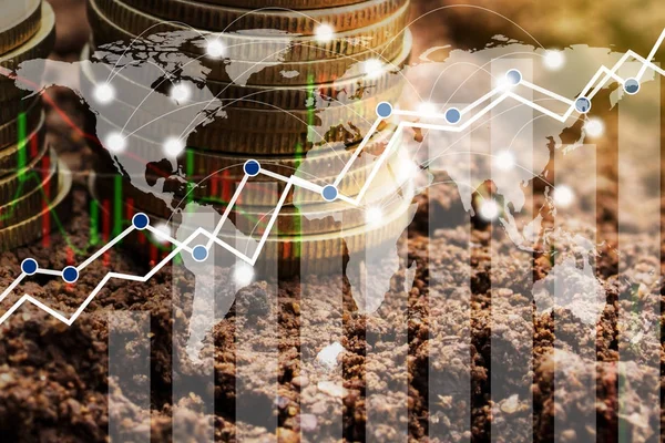 Doppelbelastung durch globale Verbindungsleitung und Industriebau — Stockfoto