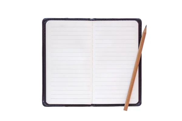 Cuaderno y lápiz aislados sobre un fondo blanco . —  Fotos de Stock