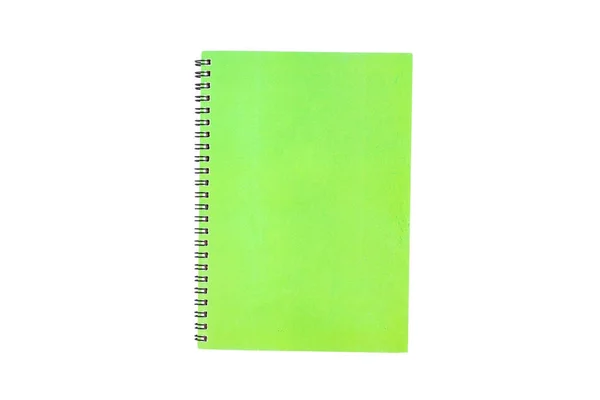 Cuaderno verde de memoria abierta en blanco aislado —  Fotos de Stock