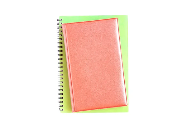 Cuaderno de memoria abierto en blanco rosa y verde aislado —  Fotos de Stock
