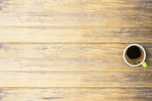 Bevanda calda - Tazza di caffè su marrone vecchio legno texture e sfondo — Foto Stock