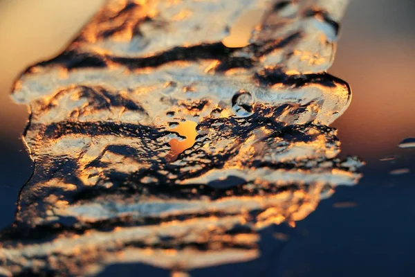 Frozen Water Window Early Morning — Stock Photo, Image