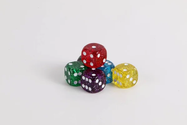 Colorful Sparkling Dices Lying Studio — Stock Photo, Image