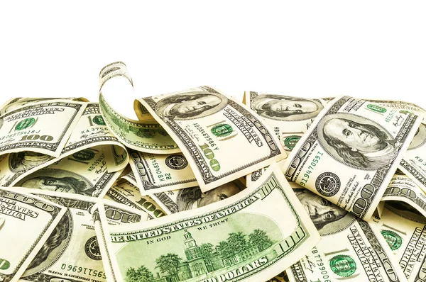 Heap Money Dollars Isolated White — Stock Photo, Image