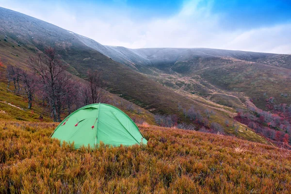 Tente Verte Dans Les Montagnes Automne — Photo