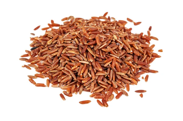 Heap Brown Red Rice White Background — Stock Photo, Image
