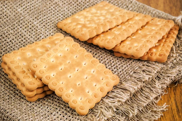 Délicieux Biscuits Craquelins Sur Serviette Jute — Photo