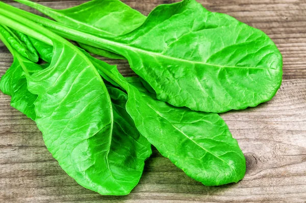 Healthy Green Spinach Wooden Background — Stock Photo, Image