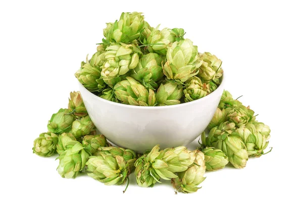 Hopfen Keramikschale Isoliert Auf Weiß — Stockfoto