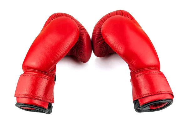 Pár Červených Boxerských Rukavic Izolovaných Bílém — Stock fotografie