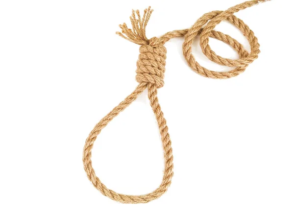 Rope Knotted Noose Isolated White — Stock Photo, Image