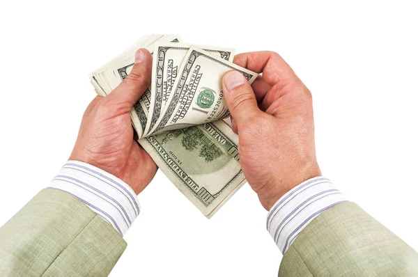 Money Dollars Hands Isolated White — Stock Photo, Image