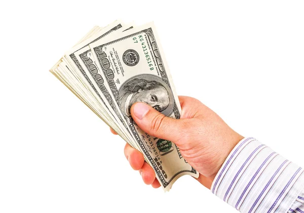 Money Dollars Hand Isolated White — Stock Photo, Image